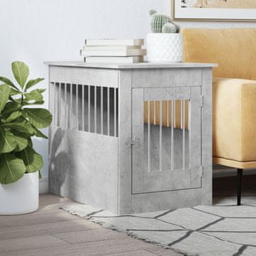 Vidaxl Kavez za pse, sivi beton 55x80x68 cm, materijal na bazi drva