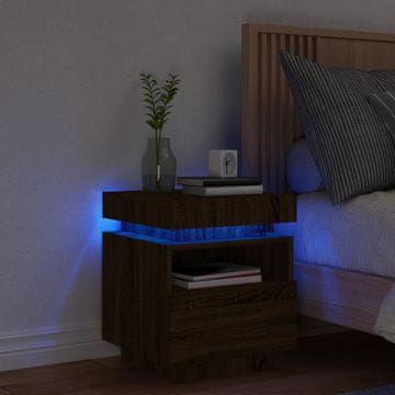 Vidaxl Noćni ormarić s LED svjetlosmeđim hrastom 40x39x48,5 cm