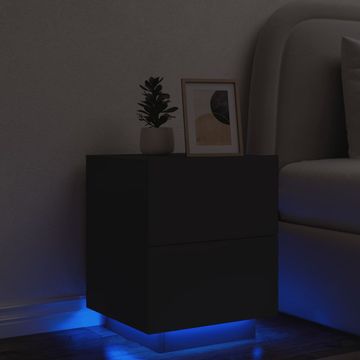 Vidaxl Noćni ormarić s LED rasvjetom, crni, materijal na bazi drva