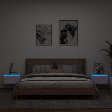 Vidaxl Zidni noćni ormarići s LED rasvjetom, set od 2, bijeli