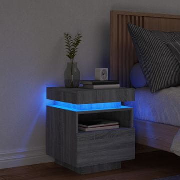 Vidaxl Noćni ormarić s LED svjetlima sivi sonoma hrast 40x39x48,5 cm