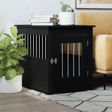 Vidaxl Kavez za pse, crni, 55x75x65 cm, materijal na bazi drva