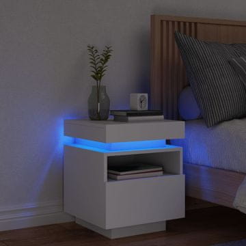 Vidaxl Noćni ormarić s LED svjetlom bijeli 40x39x48,5 cm