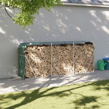 Vidaxl Stalak za drva za ogrjev zeleni 234x45x100 cm pocinčani čelik