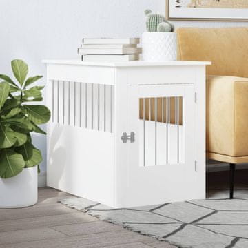 Vidaxl Kavez za pse, bijeli, 55x80x68 cm, materijal na bazi drva