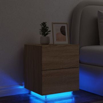 Vidaxl Noćni ormarić s LED rasvjetom, hrast sonoma, materijal na bazi drva