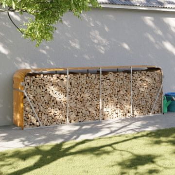 Vidaxl Drveni stalak svijetlosmeđi 300x45x100 cm pocinčani čelik