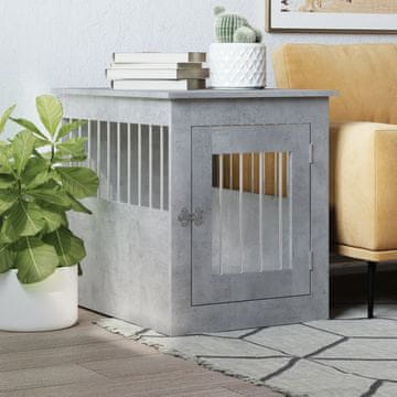 Vidaxl Kavez za pse, sivi beton 55x75x65 cm, materijal na bazi drva
