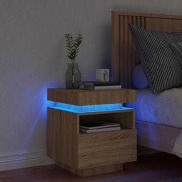 Vidaxl Noćni ormarić s LED svjetlom Sonoma hrast 40x39x48,5 cm