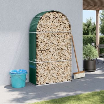 Vidaxl Stalak za drva za ogrjev zeleni 120x45x210 cm pocinčani čelik