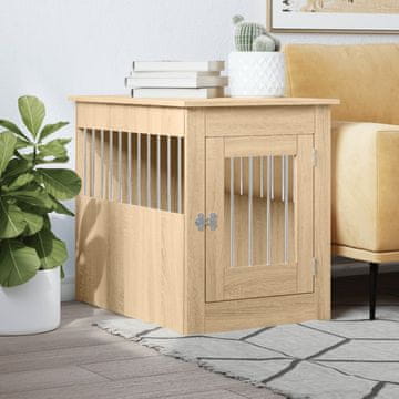 Vidaxl Kavez za pse, hrast sonoma, 55x80x68 cm, materijal na bazi drva