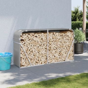 Vidaxl Stalak za drva svijetlosiva 180x45x100 cm pocinčani čelik