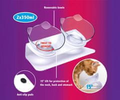 PET Treatment dvostruka posuda sa postoljem za mačke, 2x 350 ml, 27x12,5x14 cm