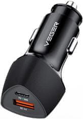 VEGER CC50 auto punjač, ​​USB+USB-C PD, QC3.0 38 W