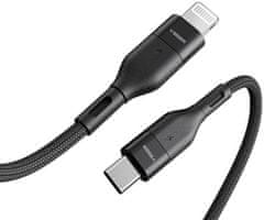 VEGER CL01 pleteni kabel, USB-C na Lightning, 1,2 m, crna