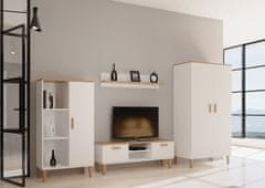 Furnitura ZIDNA POLICA DENVER - BIJELA/HRAST