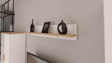 Furnitura ZIDNA POLICA DENVER - BIJELA/HRAST