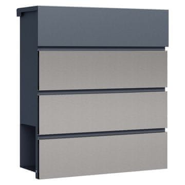 Wiltec Poštanski sandučić s utorom za novine antracit + meko zatvaranje od nehrđajućeg čelika V64