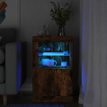 Vidaxl Bočni ormarić s LED rasvjetom, materijal na bazi drva, dimljeni hrast