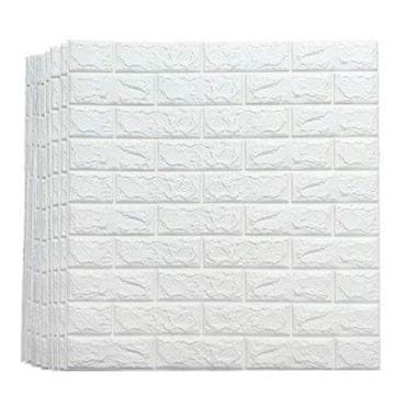Vixson Samoljepljive 3D tapete s uzorkom cigle, dekorativne zidne naljepnice, set 5 kom, bijele | BRICKSBY