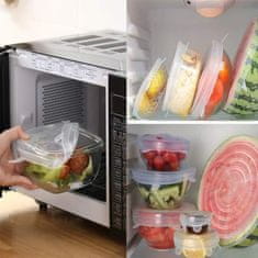 HOME & MARKER® Silikonski elastični poklopci za hranu, set od 12 komada za posude, mikrovalnu, hladnjak i zamrzivač | SILICAPS