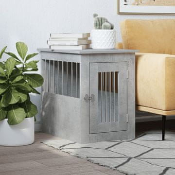 Vidaxl Kavez za pse, sivi beton 45x62x59 cm, materijal na bazi drva