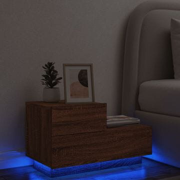 Vidaxl Noćni ormarić s LED svjetlosmeđim hrastom 70x36x40,5 cm