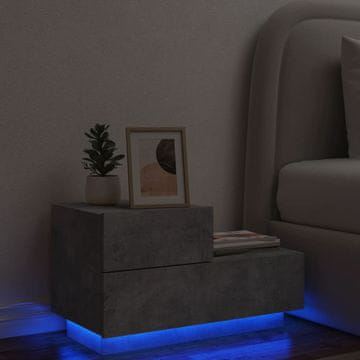 Vidaxl Noćni ormarić s LED rasvjetom, betonsko sivi, 70x36x40,5 cm