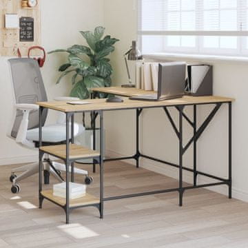 Vidaxl Radni stol, hrast Sonoma, 139x139x75 cm, materijal na bazi drva