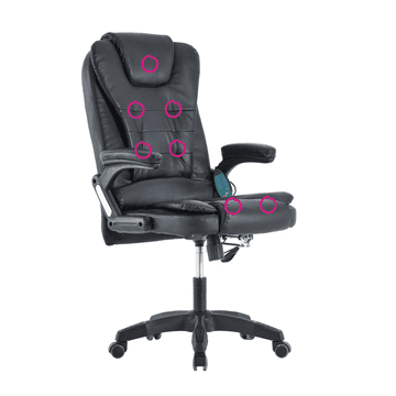 eoshop Uredska masažna stolica Tyler New, crna, eko koža, 8 motora, 110 kg