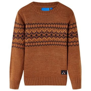 Vidaxl Dječji pleteni džemper, konjak boje, 128