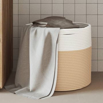 Vidaxl Košara za pohranu bež i bijela Ø40x35 cm pamučna