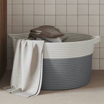 Vidaxl Košara za pohranu siva i bijela Ø40x25 cm pamučna