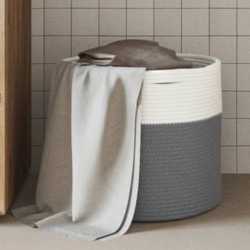 Vidaxl Košara za pohranu siva i bijela Ø40x35 cm pamučna