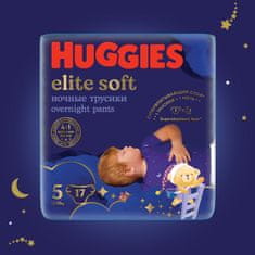Huggies gaćice s pelenama Elite Soft Pants Over Night vel. 5, za noć, 17 komada