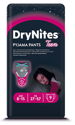 Huggies noćne pelene Dry Nites Large 8-15 godina (27-57 kg) za djevojke 9 komada