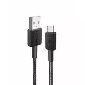 Anker kabel, USB-A na USB-C, pleteni, 0,9 m, crni (A81H5G11)