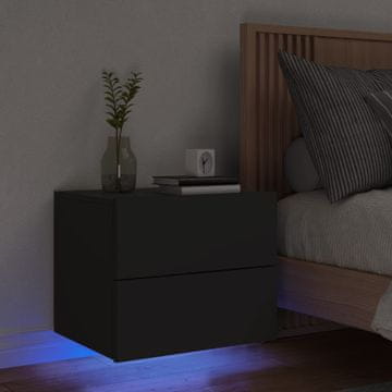Vidaxl Zidni noćni ormarić s LED svjetlom, crni