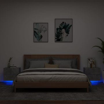 Vidaxl Zidni noćni ormarići s LED rasvjetom, set od 2, betonsko sivi