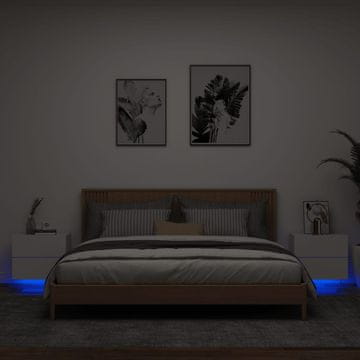 Vidaxl Zidni noćni ormarići s LED rasvjetom, set od 2, bijeli