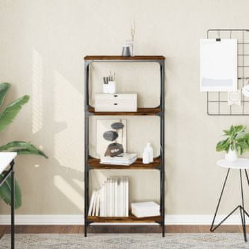 Vidaxl Biblioteka s 4 kata, dimljeni hrast 59x35x132 cm