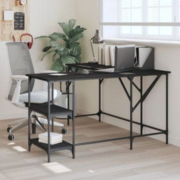 Vidaxl Radni stol, crni, 139x139x75 cm, materijal na bazi drva