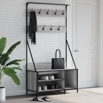 Vidaxl Stalak za odjeću s prostorom za cipele, sivi hrast, 100x41x184 cm