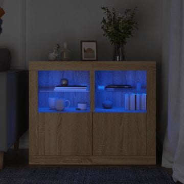 Vidaxl LED ormarići, 2 kom, Sonoma hrast, materijal na bazi drveta