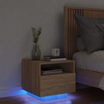 Vidaxl Noćni ormarić s LED rasvjetom Sonoma hrast 40x39x37 cm