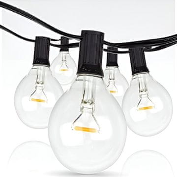 HOME & MARKER® Vanjski svjetlosni lanac 7,5 m s 25 toplih žarulja, ambijentalna rasvjeta za terasu i vrt | YARDBULBS