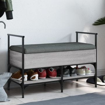 Vidaxl Klupa za cipele, siva sonoma hrast, 85,5 x 42 x 57,5 cm