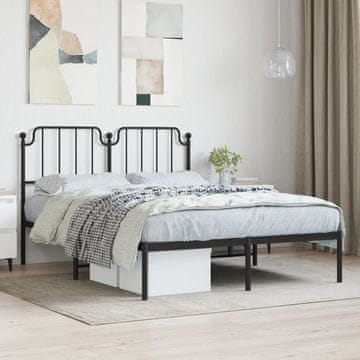 Vidaxl Metalni okvir kreveta s uzglavljem crni 150x200 cm