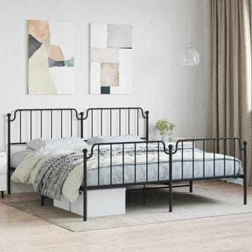Vidaxl Metalni okvir kreveta s uzglavljem i podnožjem crni 193x203 cm