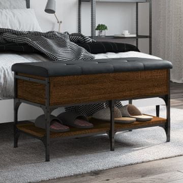 Vidaxl Klupa za cipele smeđa hrastovina 82x42x45 cm materijal na bazi drveta